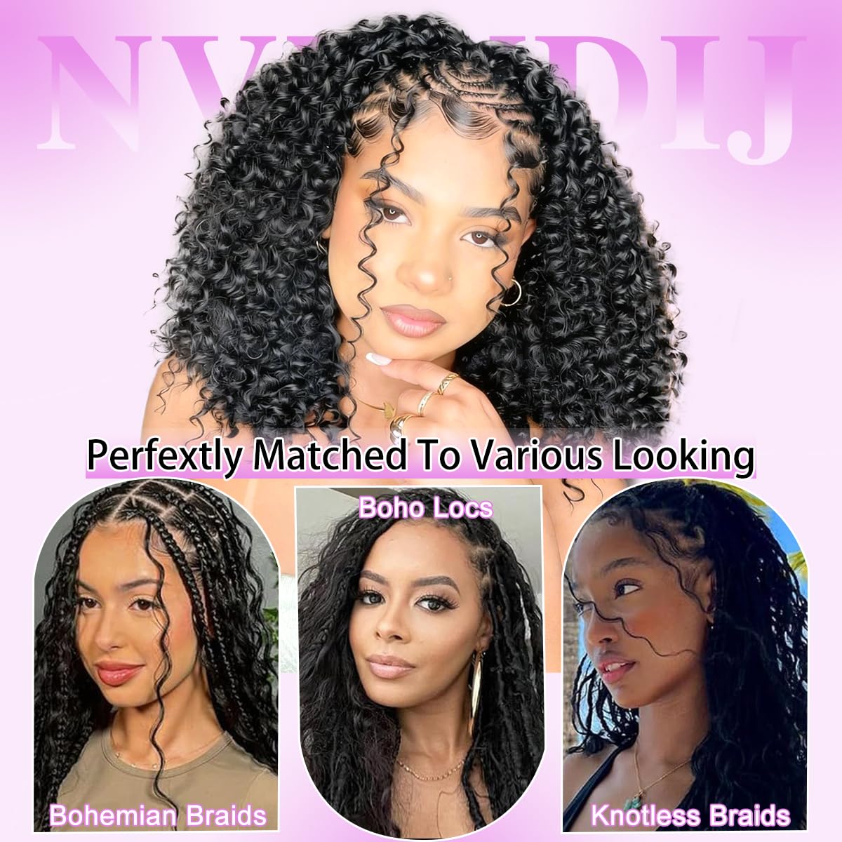 Human Crochet Hair for Black Women Deep Wave Crochet Human Hair Bundles 18 Inch 120g Pre-Separated Feather Crochet Human Hair Natural Black
