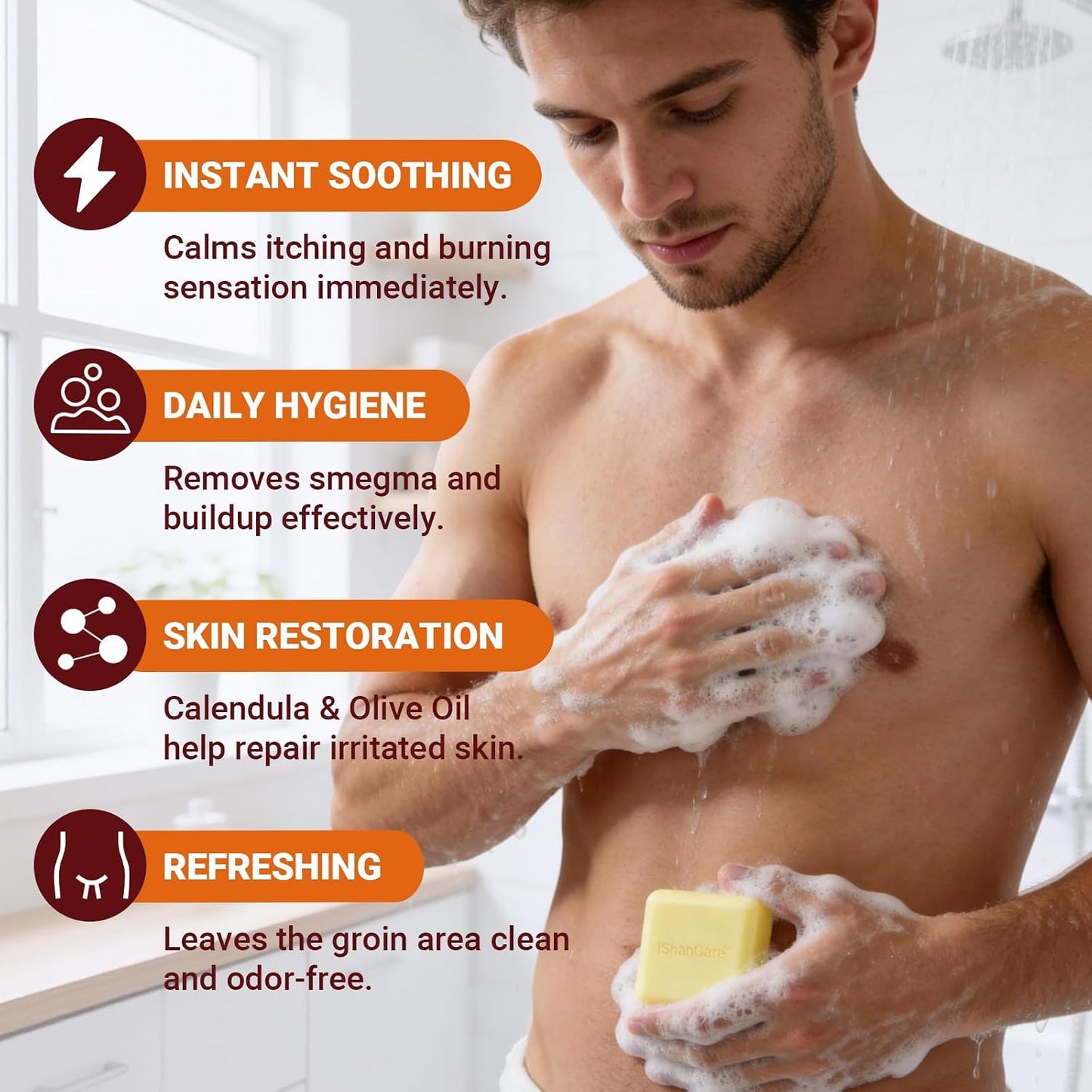 Balanitis Treatment for Men | Tea Tree Oil Soap & Organic Cream - Natural Care for Itching, Redness & Dryness