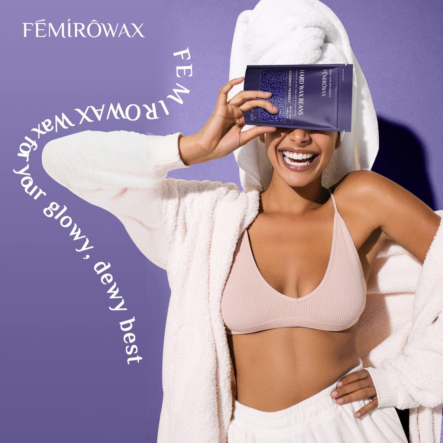 FEMIROWAX Wax Beads, 1lb Hard Wax Beans for Hair Removal Sensitive Skin with Lavender Formula Waxing Beads for Full Body Brazilian Bikini Face Eyebrow at Home Wax Refill for Women Men
