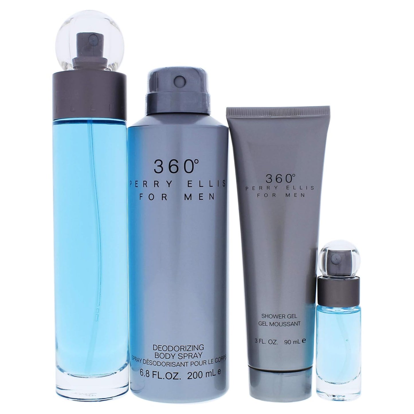 Perry Ellis 360 Men’s Fragrance Gift Set - 4-Piece Collection | EDT Spray, Body Spray, Shower Gel