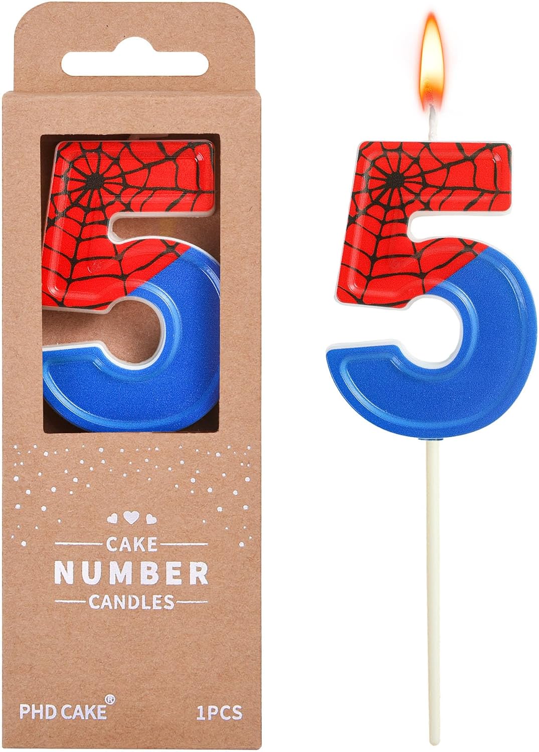 Number 4 Spider Birthday Candles - Fun 2.76 Inch Cake Decoration for Parties