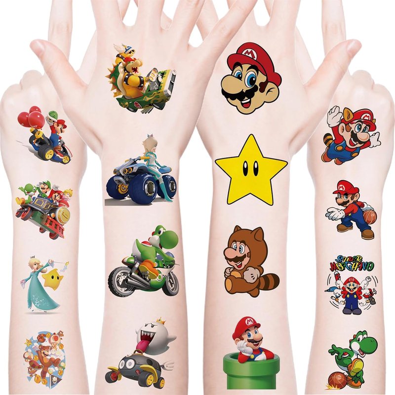 Super Mario Temporary Tattoos - 40PCS Cartoon Party Supplies | Fun Birthday Decorations for Teens
