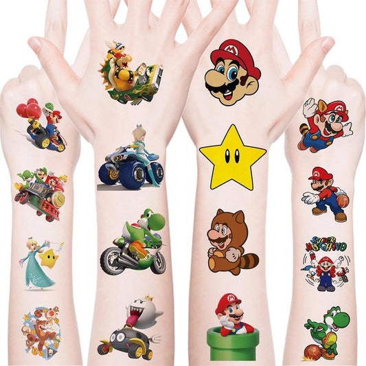 Super Mario Temporary Tattoos - 40PCS Cartoon Party Supplies for Kids | Fun Birthday Decorations & Favors