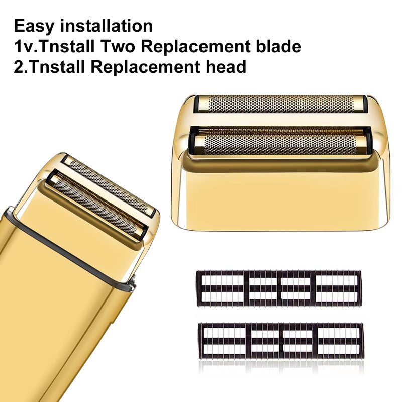 Gold Replacement blades Foil and Cutters Compatible with BaBylissPRO Barberology FXFS2 Shaver foil Replacement Heads(2 pack ）