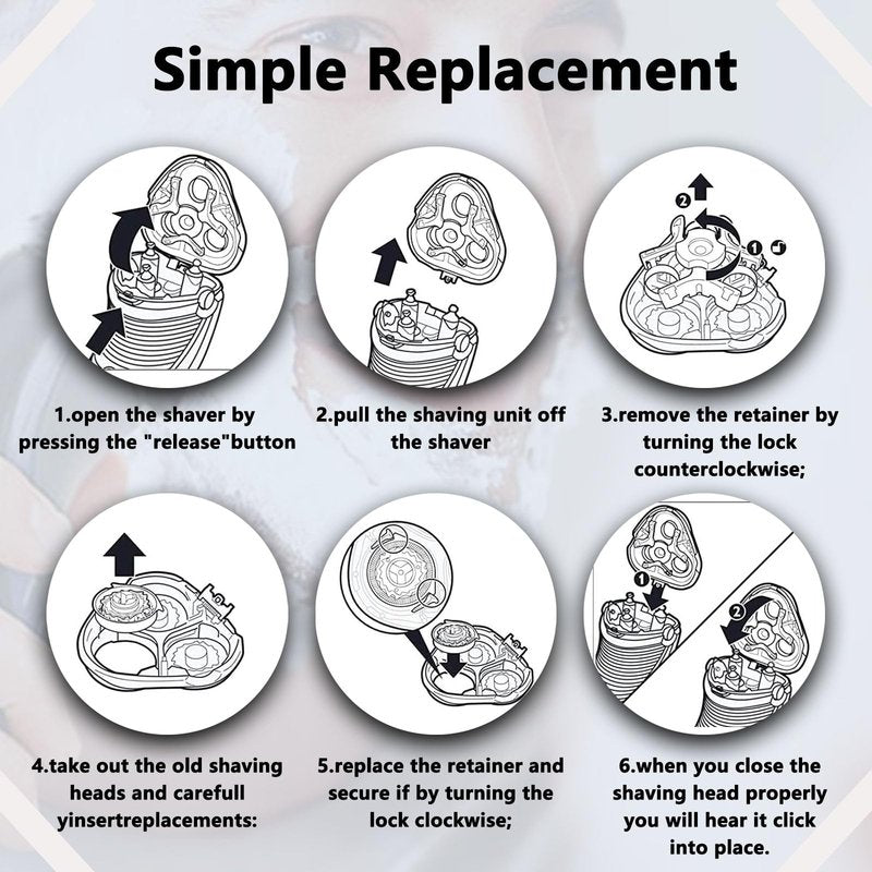 SH60 Replacement Shaver Heads Compatible with Philips Norelco Series 6000, Upgraded Electric Razor Blades for S6880 S6810 S6850 S6xxx, Replacement Heads for Philips Shaver Series 6000