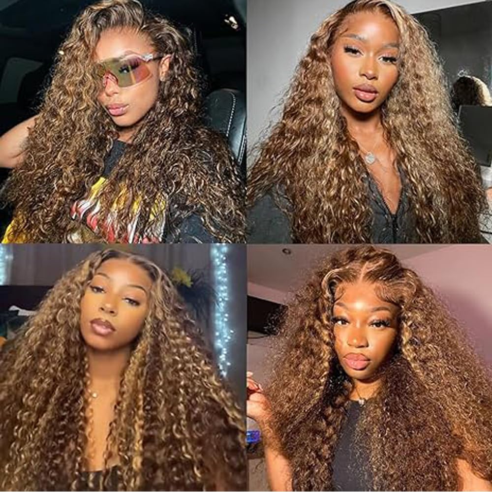 100g P427 Human Hair Bundles Highlight Water Wave Bundles 18 inch Ombre Brown Bundle LadrXadr 4/27 Bundle Brown Color