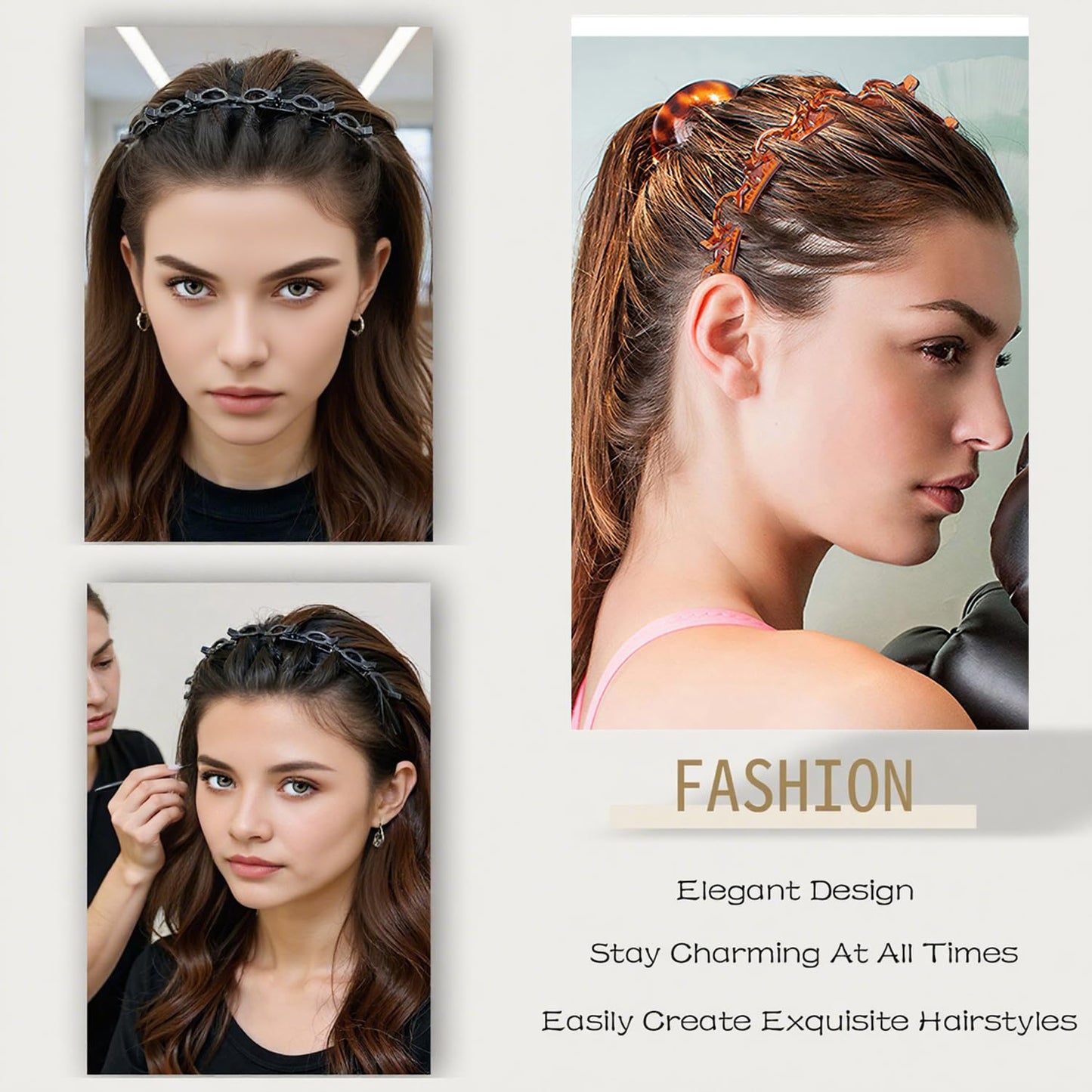 Bangs Hairpin Headband Set - Professional Weave Clip for Women | 2 Pcs Black & Brown Hair Accessories