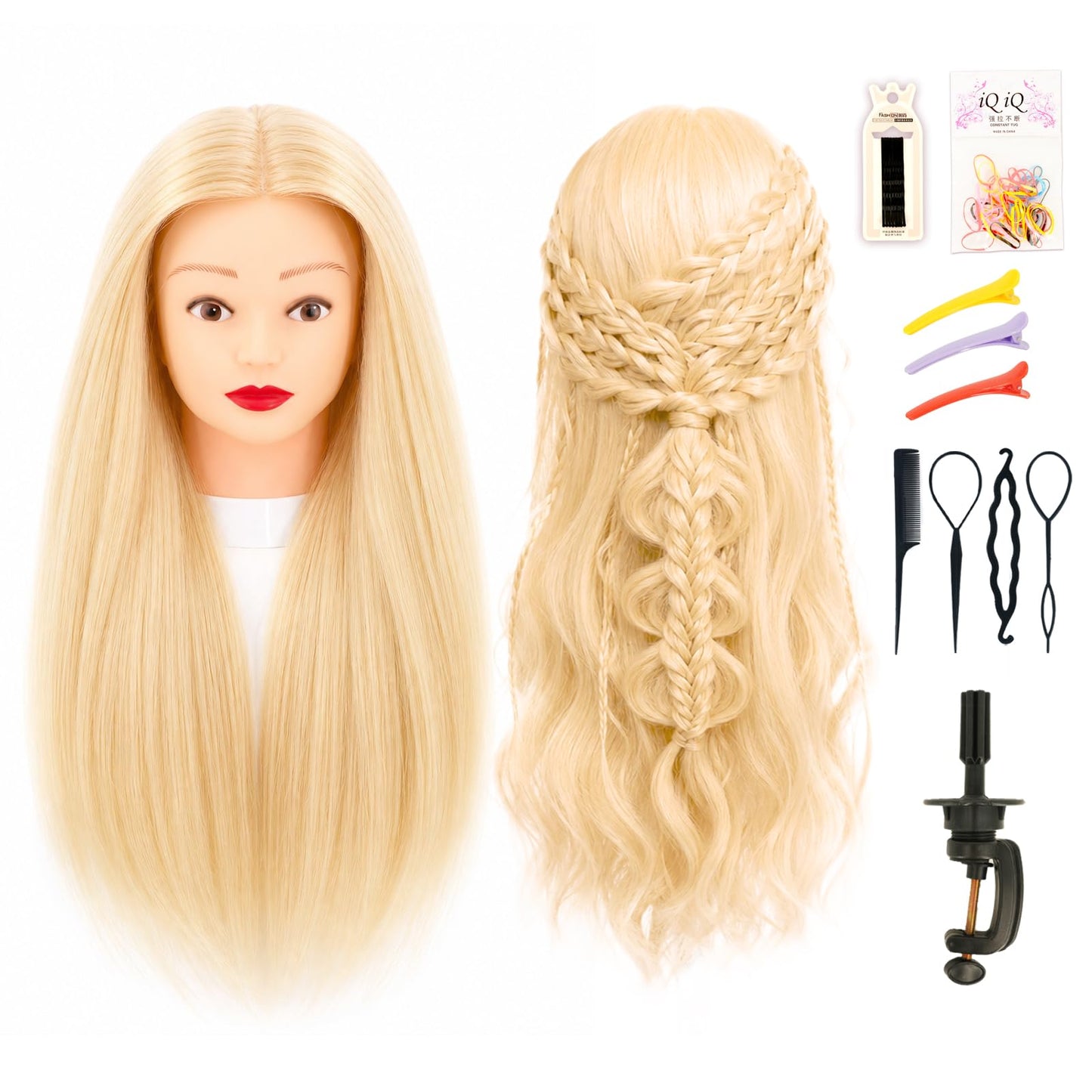 Eumos 80% Real Human Hair Mannequin Head 26-28” Cosmetology Doll Head #613