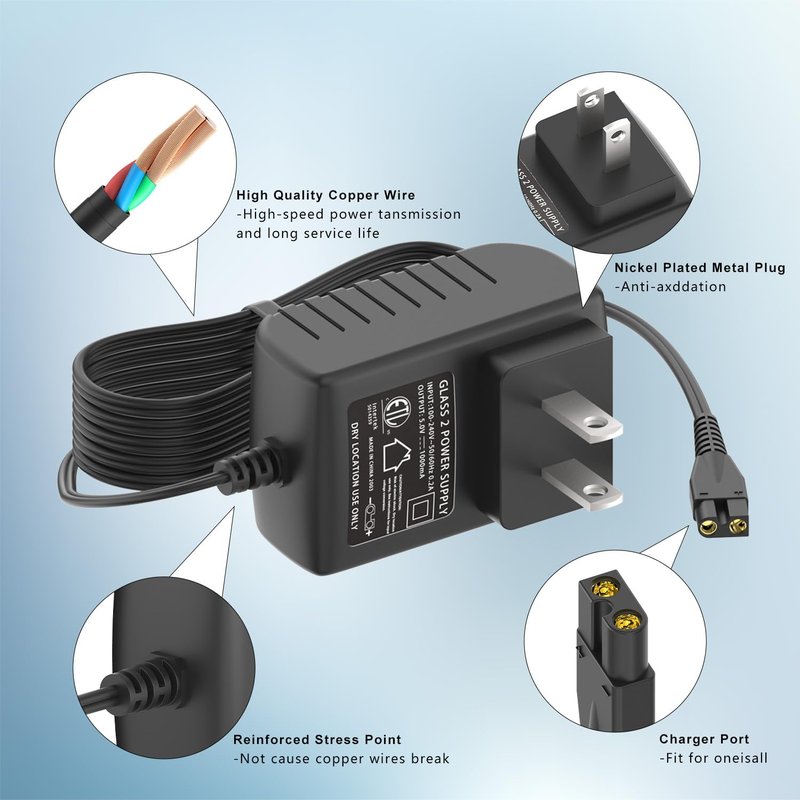 Pinkind Replacement Charger Compatible with oneisall Low Noise Dog Clippers, Charger Cord for SUPRENT Clippers, Pet Hair Clipper Shaver Charging Cable