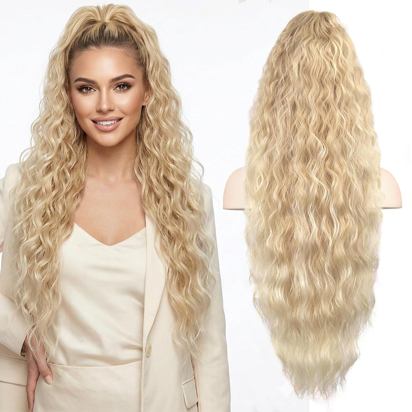 Claw Clip Ponytail Extension - 12 Inch Curly Synthetic Hair Extension | Chocolate Brown