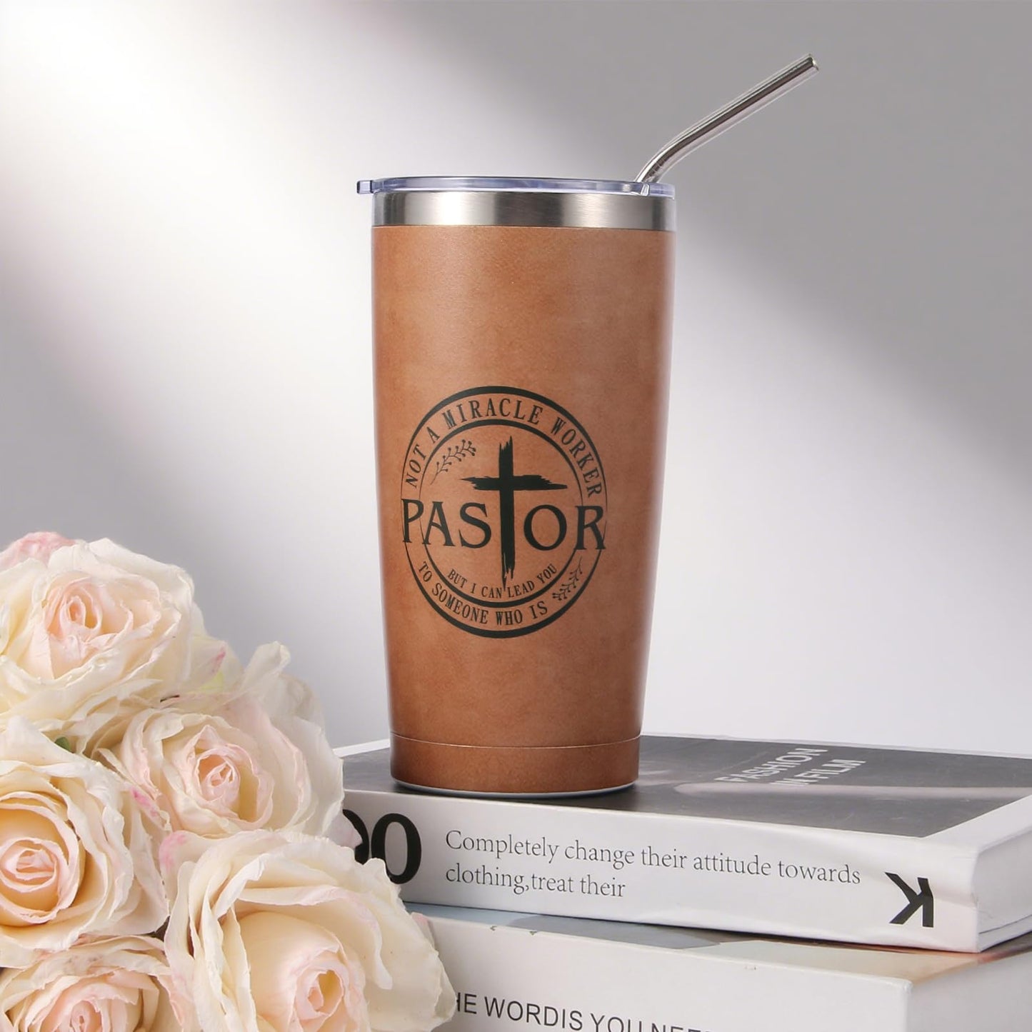Pastor Appreciation Gifts for Men Christian Pastor Gifts Unique Pastor Gift for Pastors Including Leather Journal Tumbler Keychain Socks Acrylic Medal Pen Bookmarks Card for Birthday Christmas