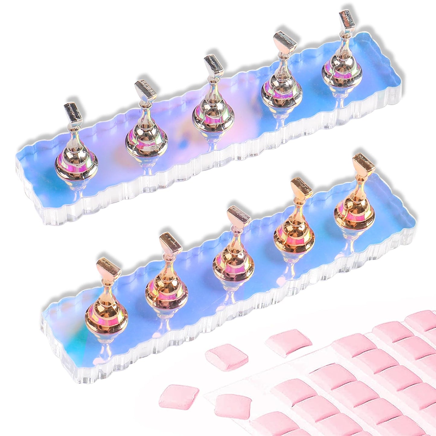 Nail Holder for Painting Nail Stand for Press on with 96 Pcs Reusable Sticky Putty Nail Display Stand Nail Hand Practice Magnetic Nail Art Tools for Homes and Salons