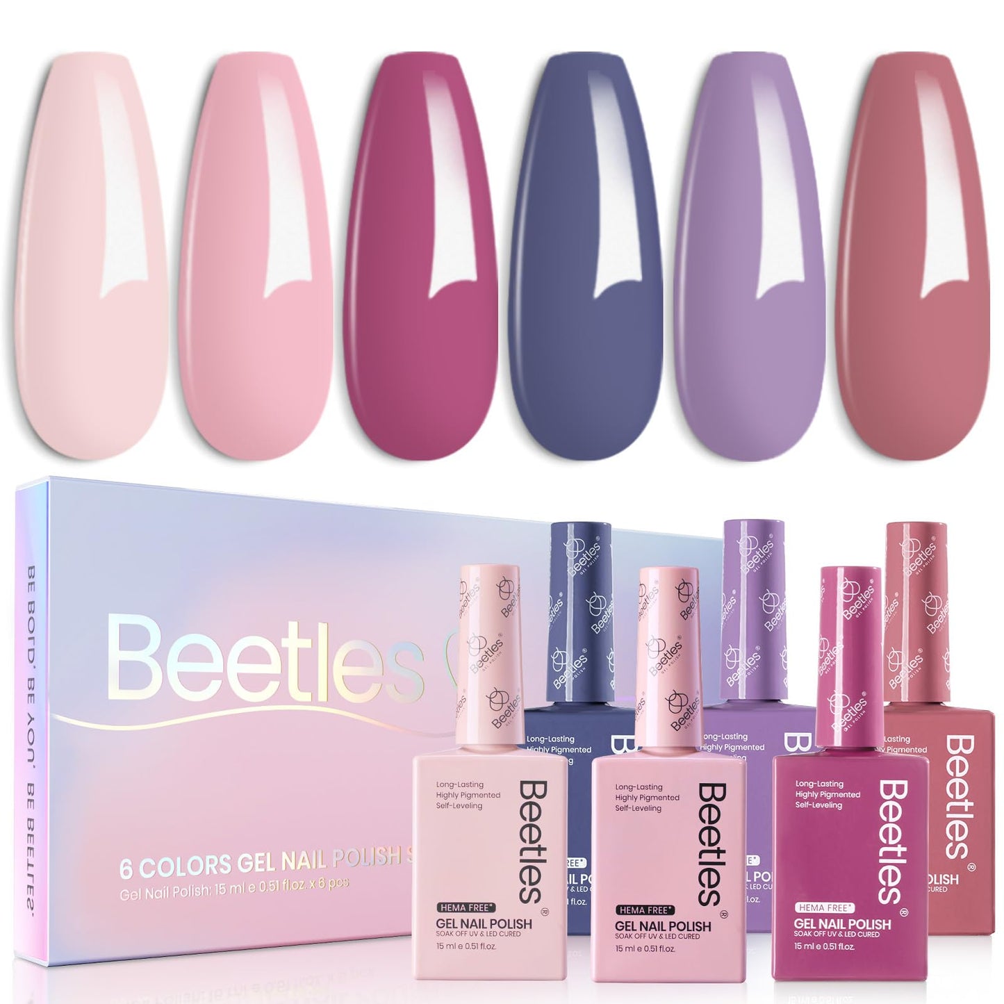 Beetles Fall Gel Polish Set, 6 Colors 15ml Full Size Hema-Free Gel
