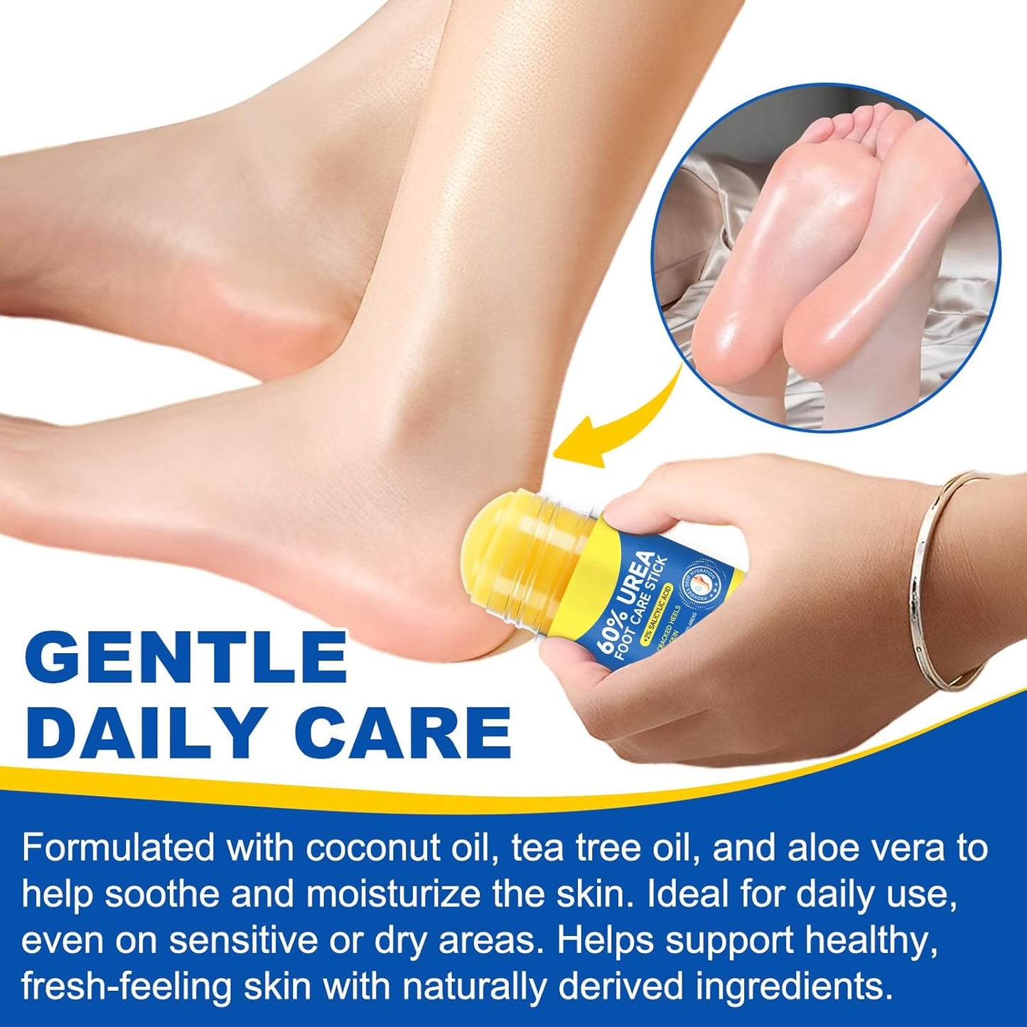 Urea Cream Stick - 60% Urea & 2% Salicylic Acid | Maximum Strength Callus Remover for Dry Cracked Heels (1.4 oz)
