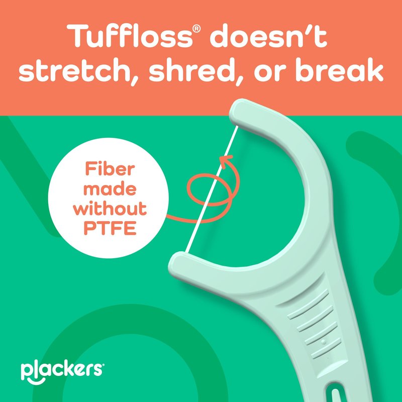 Plackers® Micro Line® Floss Picks - Intense Mint, Floss Fiber Made Without PTFE, 300 Count