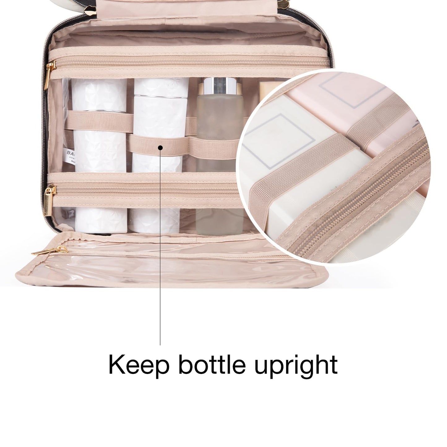 Toiletry Bag | Water-Resistant Travel Organizer with Hanging Hook - Medium Baby Pink
