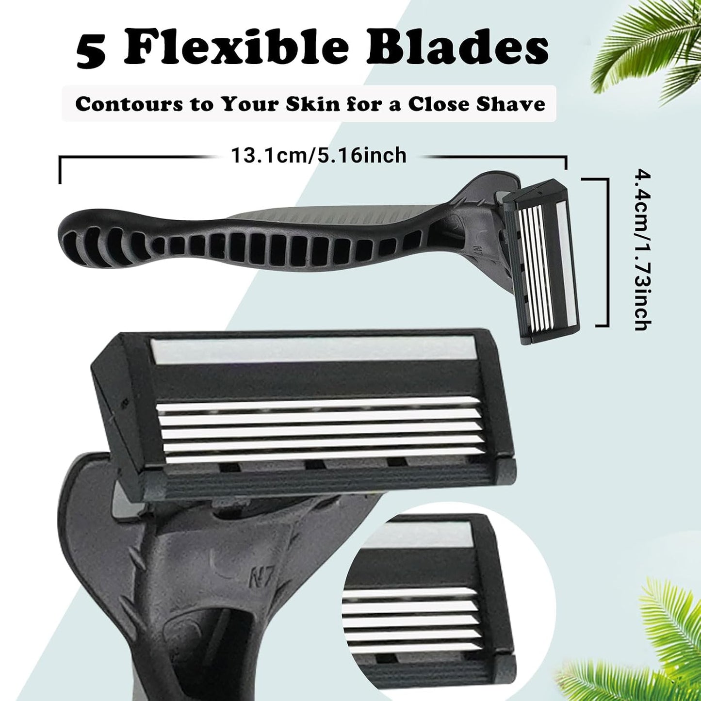 Men's Disposable Razors - 25 Pcs Bulk Set for Sensitive Skin | 5-Blade Comfortable Shave for Head & Face