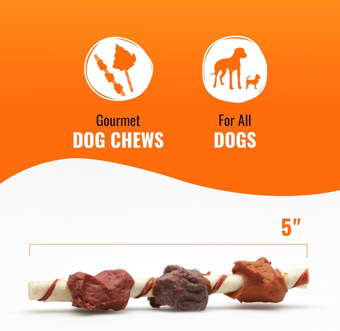 Long-Lasting Dog Treat Kabobs - Real Proteins with Beef Hide & Chicken | Supports Dental Health, 24 oz