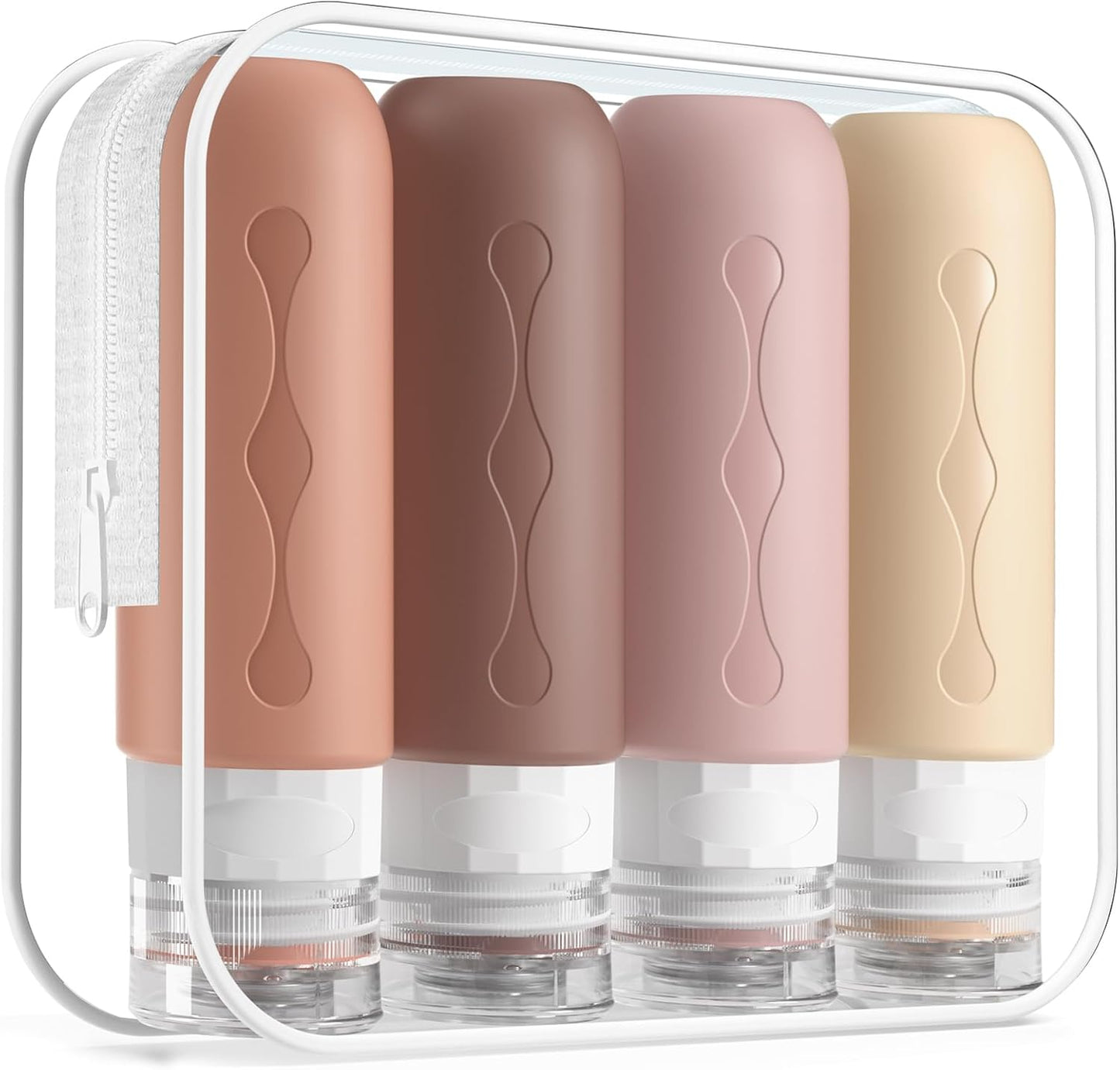 Travel Bottles for Toiletries - TSA Approved 3oz Leak-Proof Containers | BPA-Free Refillable Liquid Accessories (4 Pack)