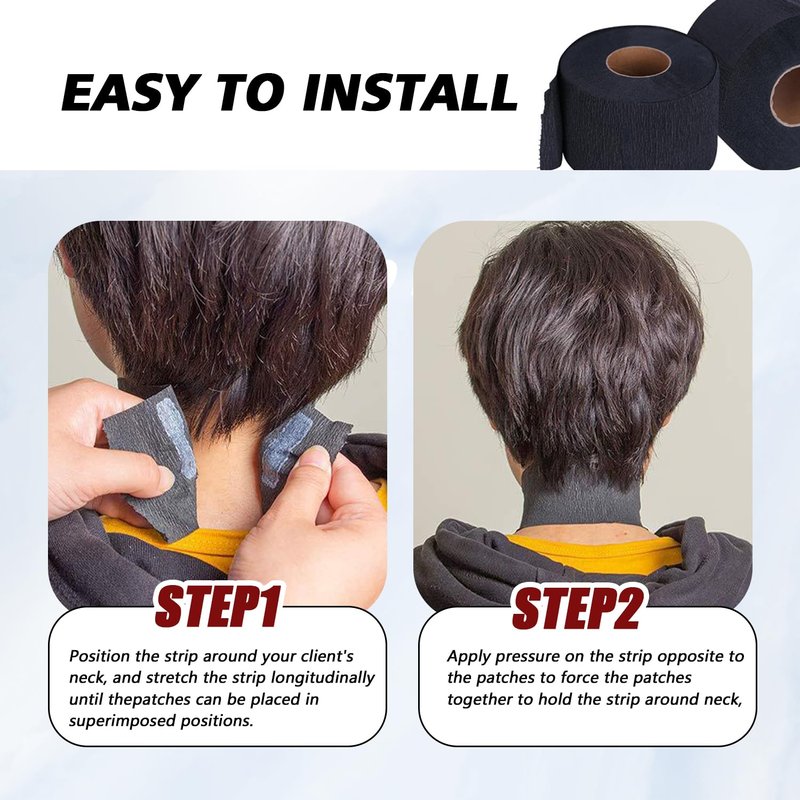 Pack of 2 Disposable Barber Neck Strips Professional Stretchy Paper Neck Band Protector Hairdressing Accessory Tool for Hair Cutting Salon Barbershop Supplies (Black)