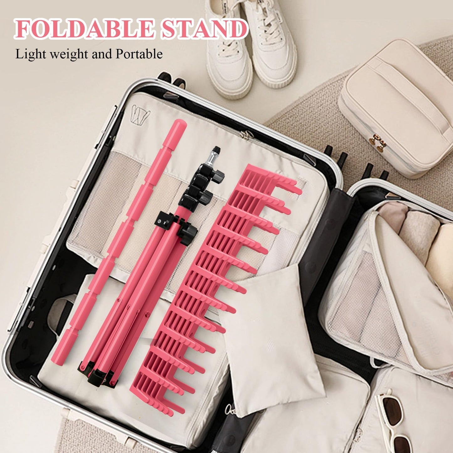 LPHGFZA Braiding Hair Rack, 144 Pegs Braiding Rack Stand for Hair, 2-sided Height Adjustable Standing Hair Extension Holder with Stylist Hair Braiding Tools