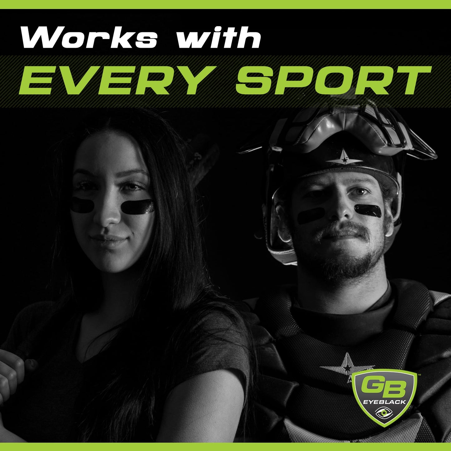 GB Eyeblack 15 Pairs Breathable Eye Strips - Peel & Stick Athletic Eyeblack Stickers for Baseball Football Softball Lacrosse Fans on Game Day | No Mess, Won't Fall Off, Worn by The Pros (Night Camo)