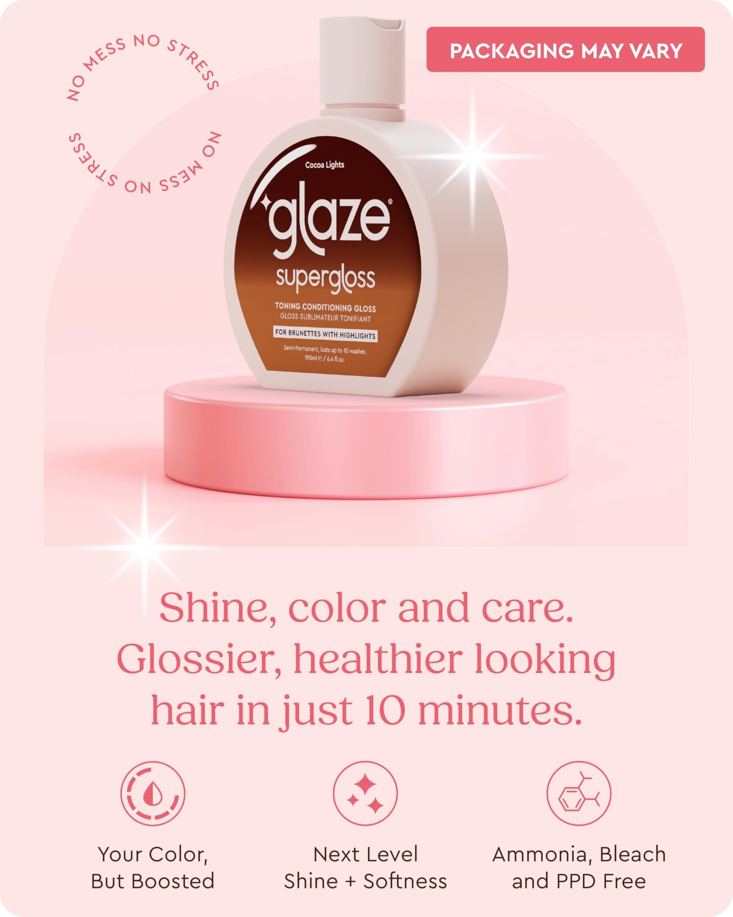 Glaze Super Gloss Color Conditioning Gloss – Cocoa Lights for Medium to Dark Brown Hair with Highlights – Rinse Out Semi-Permanent Hair Gloss that Enhances Color and Boosts Shine & Hydration