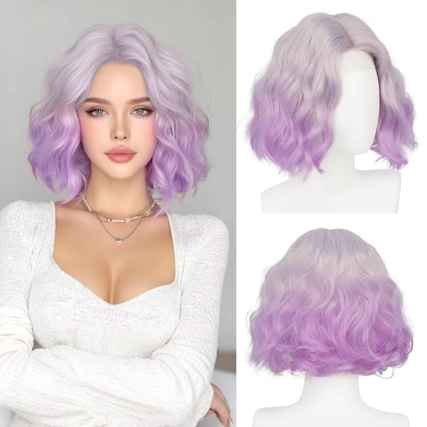 Burgundy Bob Wig - Lace Front Short Wavy Curly Synthetic Hair for Women | 11 Inch Natural Look