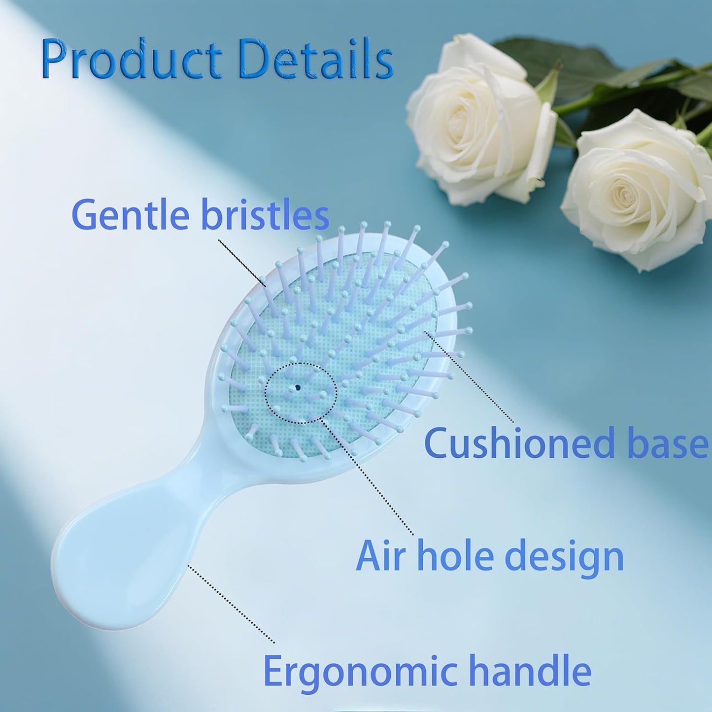 Mini Hair Brush Set - 6 Pcs Travel Detangling Brushes for All Hair Types | Pink & Blue