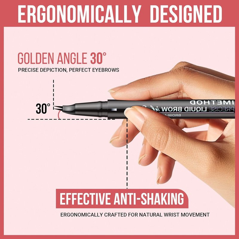 Curved Eyebrow Pen - 2-in-1 Microblading Eyebrow Pencil with Fork-Tip & Brush-Tip | Light Brown, Long-Lasting Finish