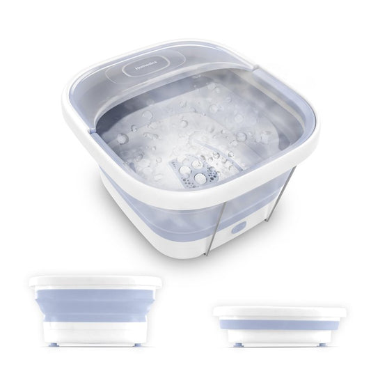 Homedics Collapsible Foot Spa with Heat, Bubbles & Vibration Massage, Foot Bath Safe for Bath Salts, Portable Pedicure Spa, Deep Soak Basin, Adjustable Temperature, Easy Storage