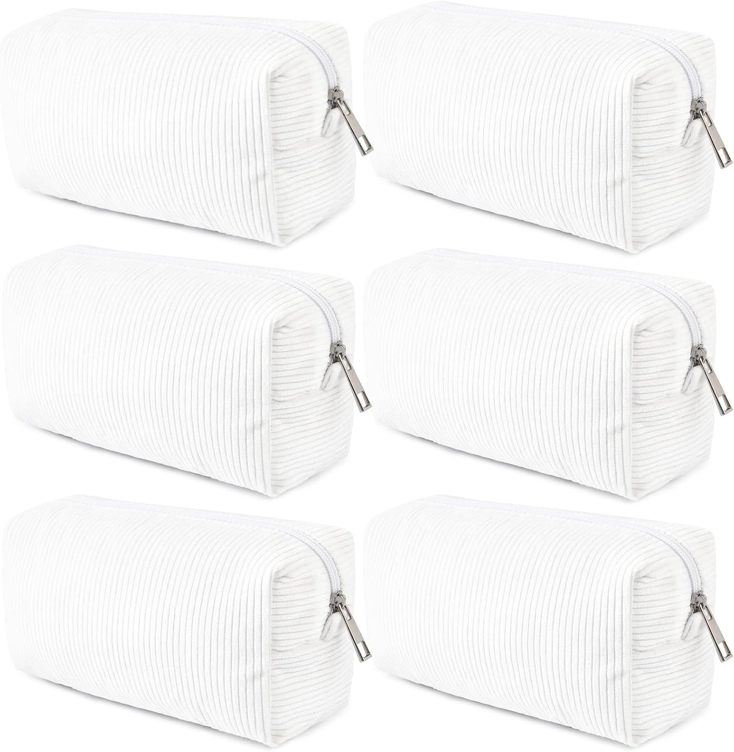 Bridesmaid Proposal Gifts - 6PCS Corduroy Blue Makeup Bags | Wedding Party Favors & Toiletry Organizers