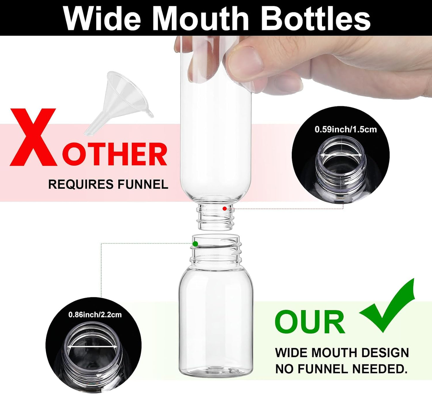 Travel Bottles for Toiletries - 6 Pack Leak Proof 2.2oz Containers | TSA Approved Squeeze Bottles for Shampoo & Conditioner
