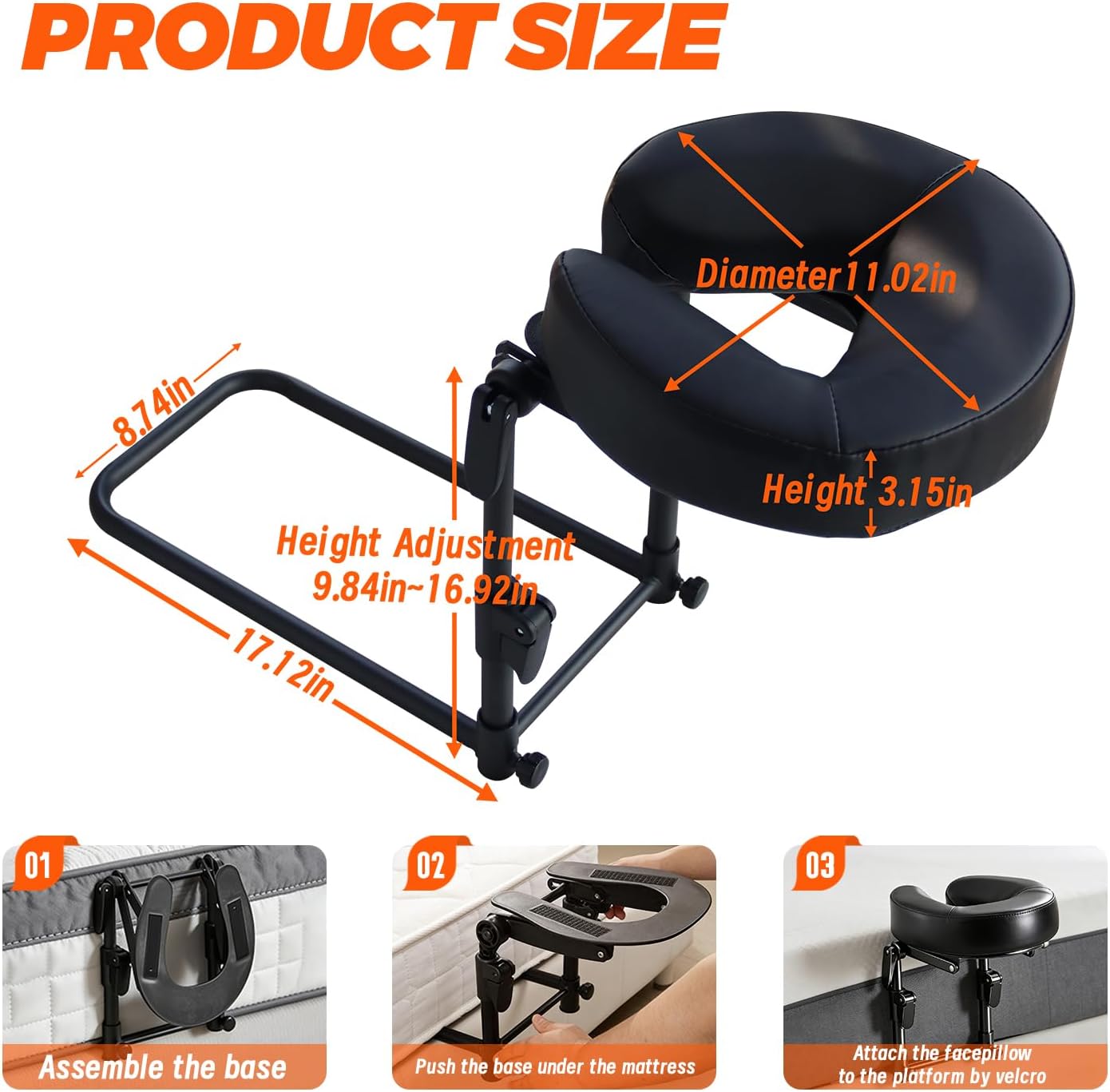 Adjustable Massage Headrest - Portable Face Cradle for Home Use | Ideal for Eye Surgery Recovery & Massage Tables