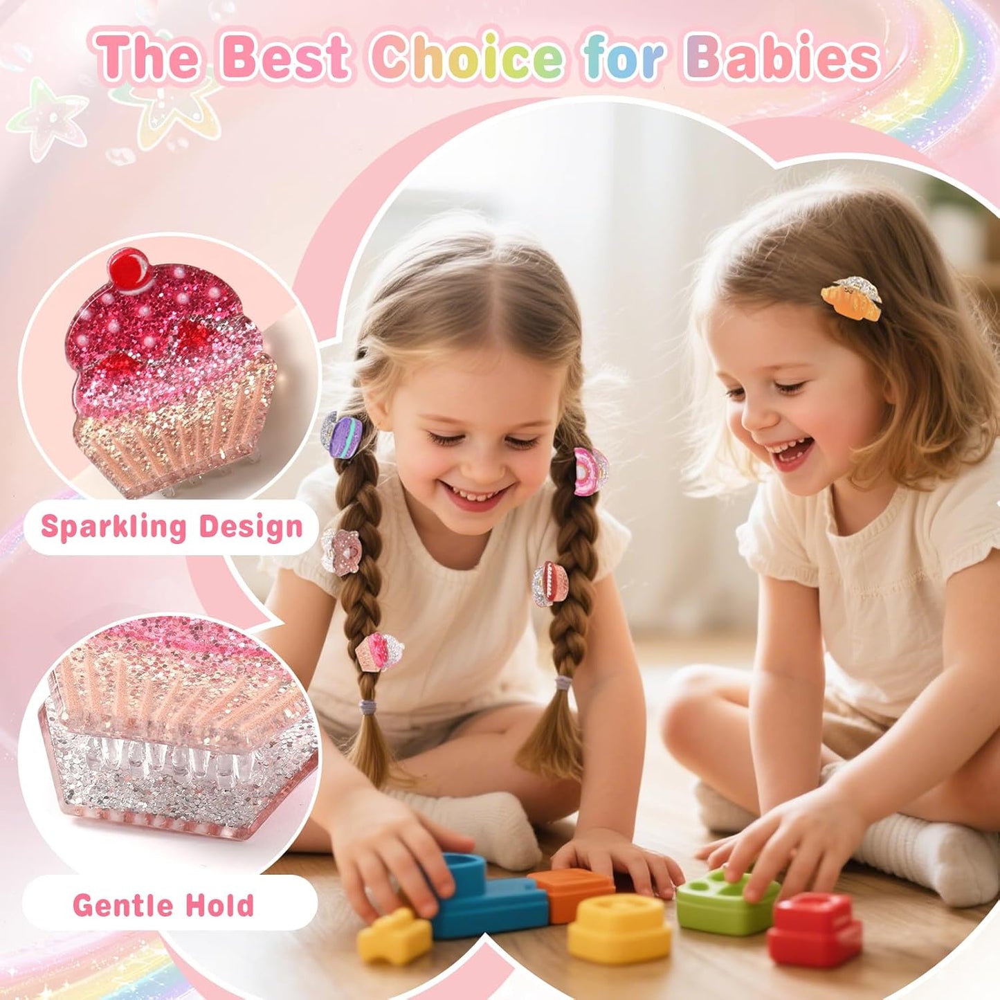 Baby Girls Hair Clips - 6 Pack Dessert Themed Claw Clip Set | Non-Slip Handmade Accessories for Stylish Toddler Hairstyles