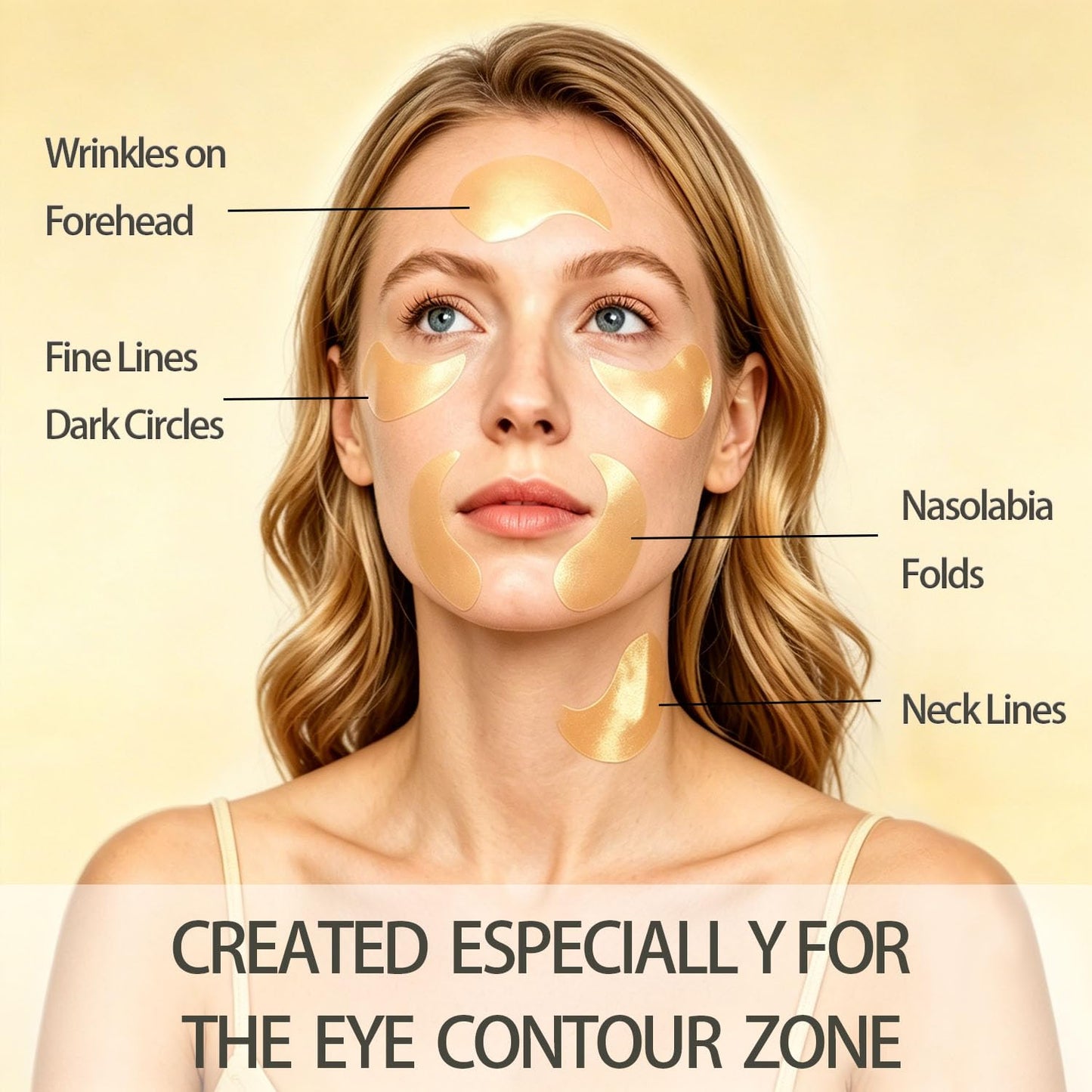 Under Eye Patches, 24k Gold Eye Mask with Hyaluronic Acid, Reduce Wrinkles