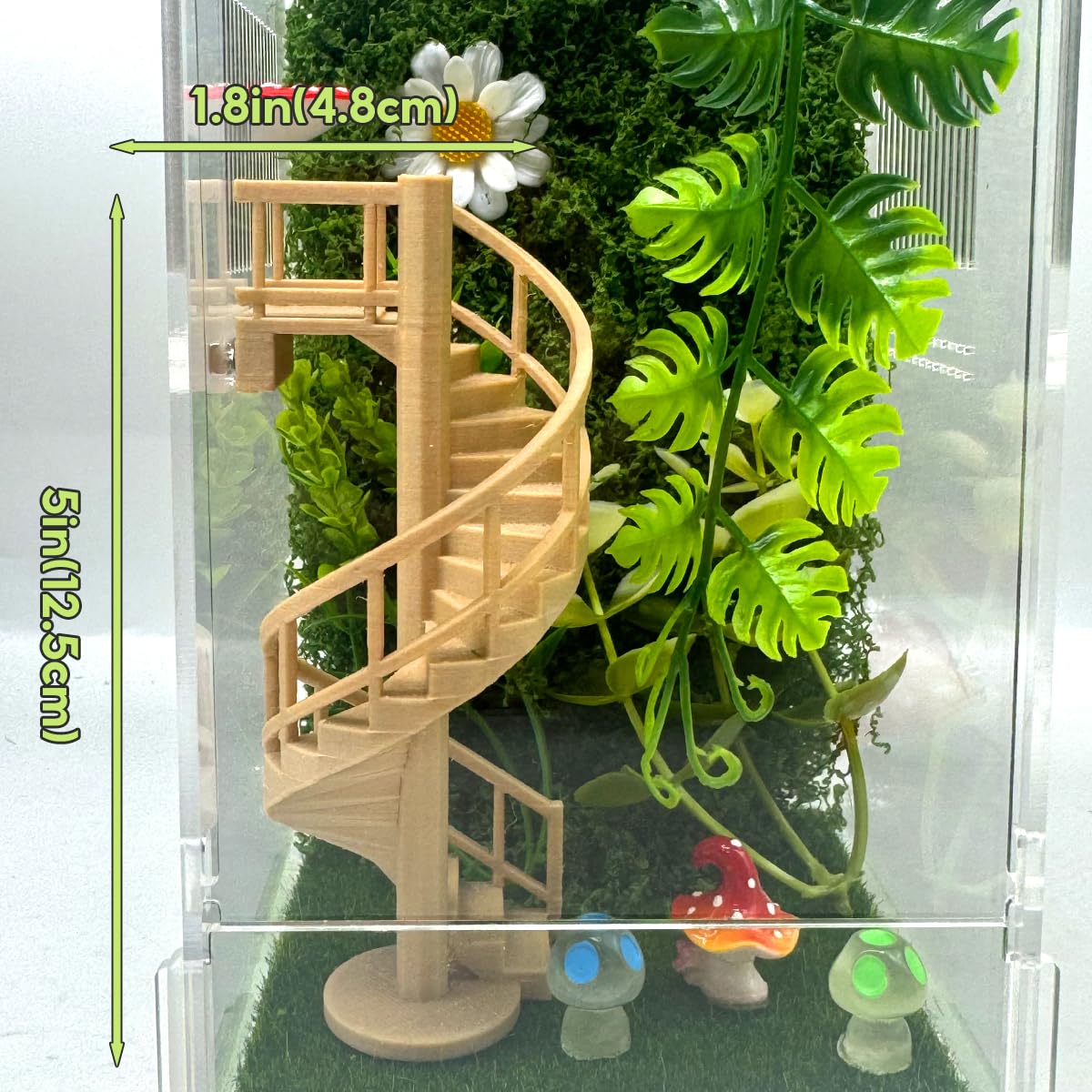 Jumping Spider Enclosure Accessories – Fun Spinning Stairs, Jumping Spider Climbing Toy with Magnetic Mount for Jumping Spider Enclosure Accessory Decoration (Beige)