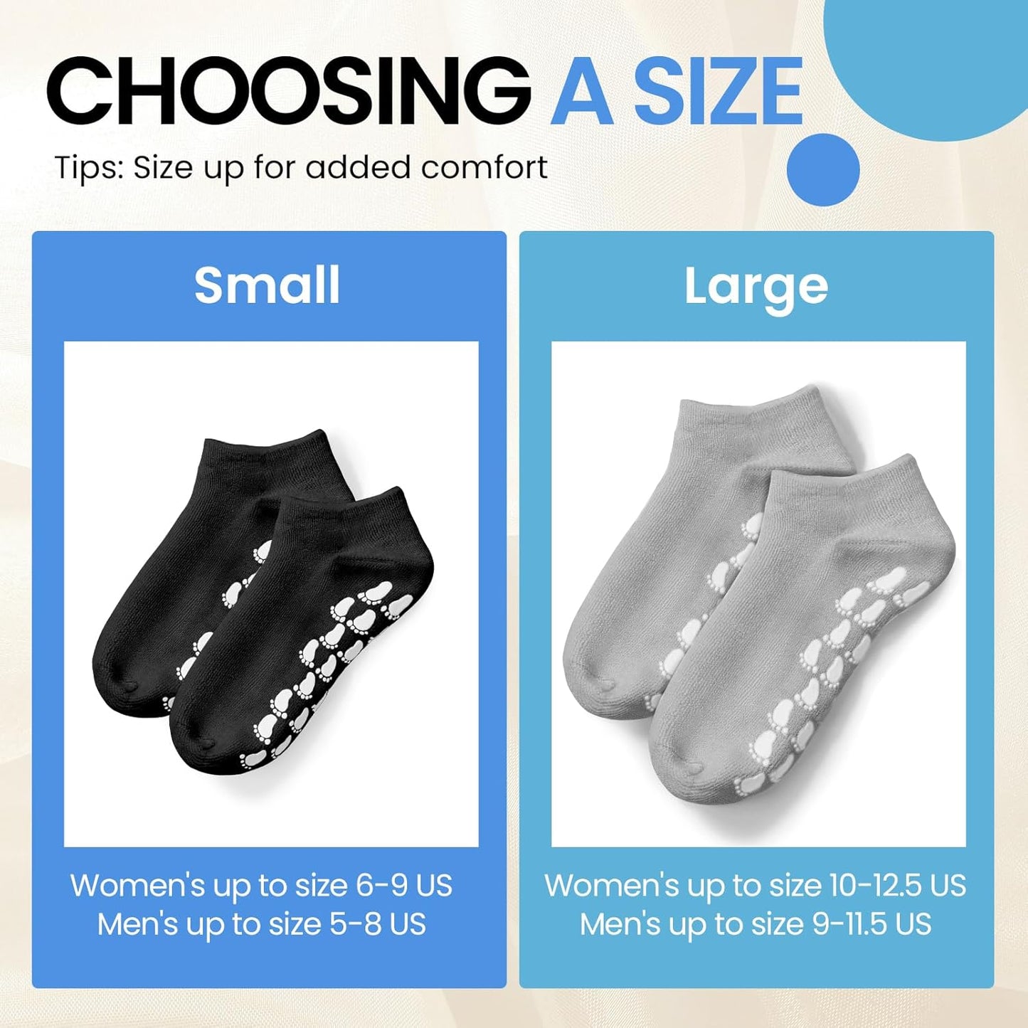 Silicone Moisturizing Socks for Dry Cracked Feet - Aloe Spa Hydrating Foot Care | Large (Up to Size 12)