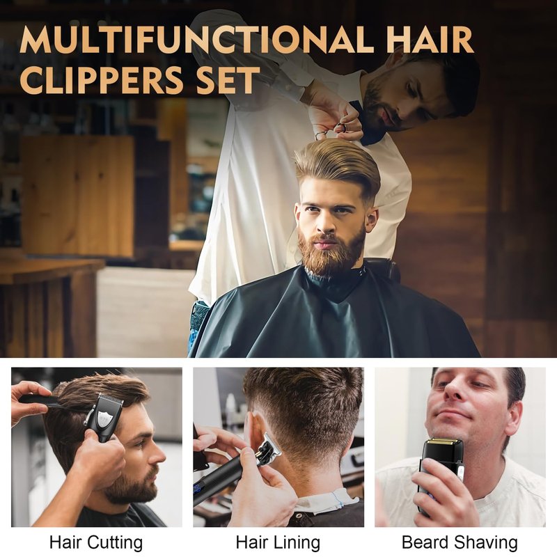 Suttik Professional Hair Clipper Set for Men, Barber Kit Clipper and Trimmer Set, Electric Foil Shavers for Men with Travel Case