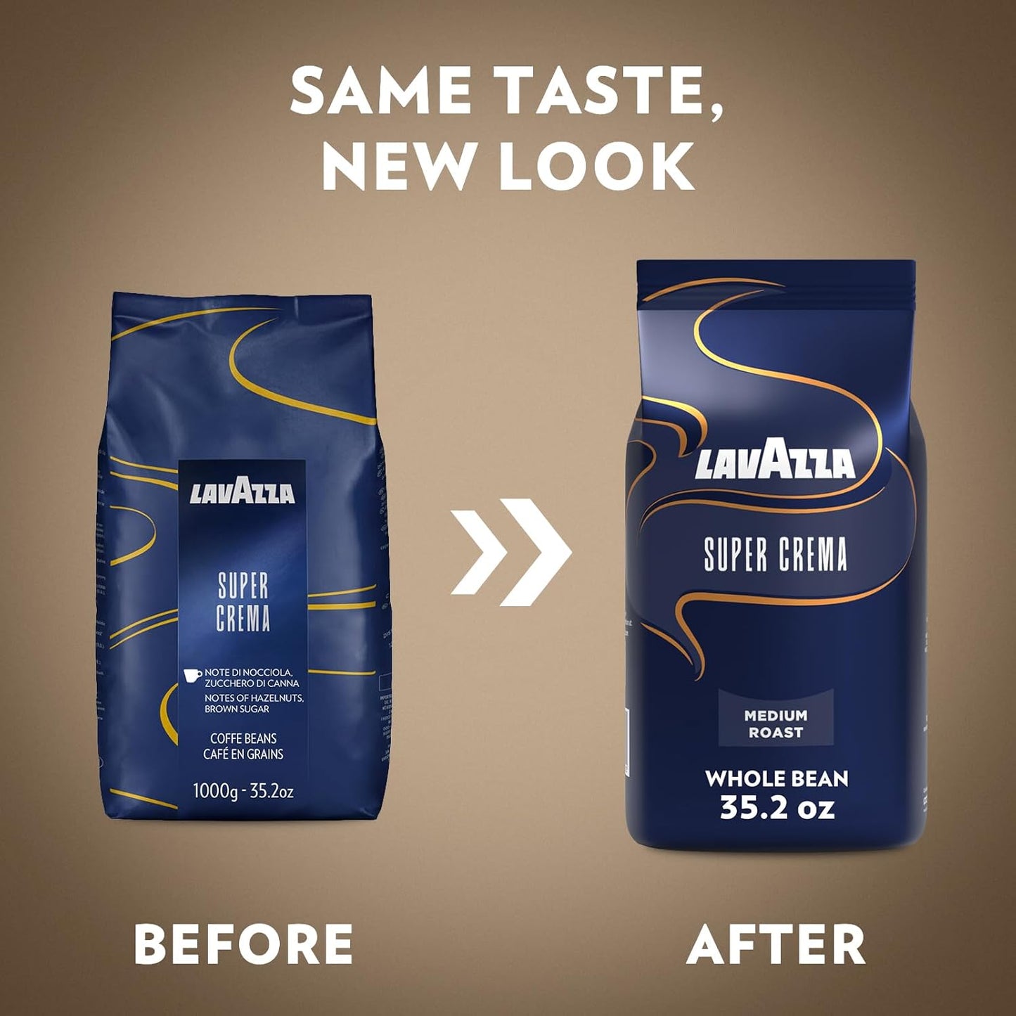 Lavazza Super Crema Whole Bean Coffee - Medium Espresso Roast | Arabica & Robusta Blend, 2.2 lb Bag