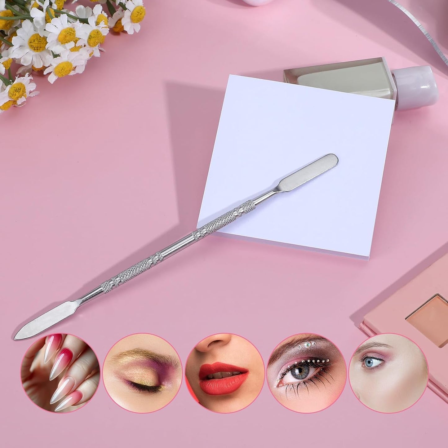 Disposable Nail Art Palette Paper - 100 Sheets Waterproof Mixing Paper with Stainless Spatula | 2 Sizes for Home Salon