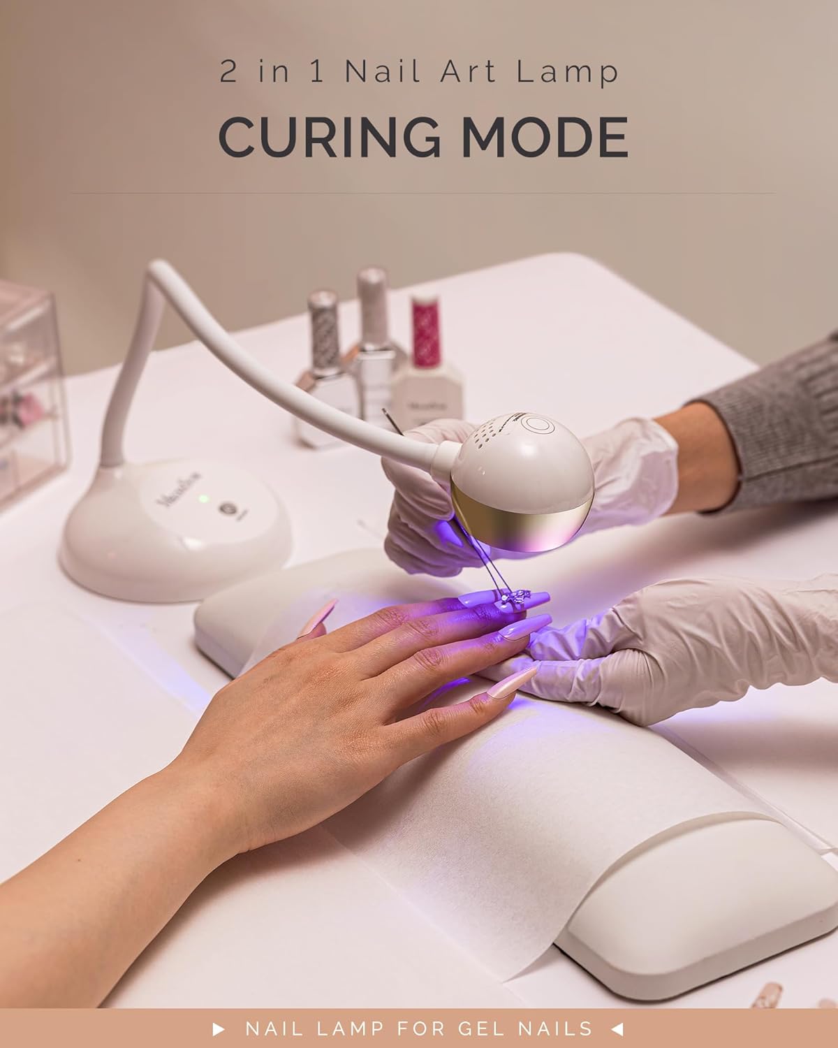 MelodySusie Gooseneck Cordless UV Nail Lamp - 2-in-1 Rechargeable Fast Curing for All Gels | Adjustable Light Angle