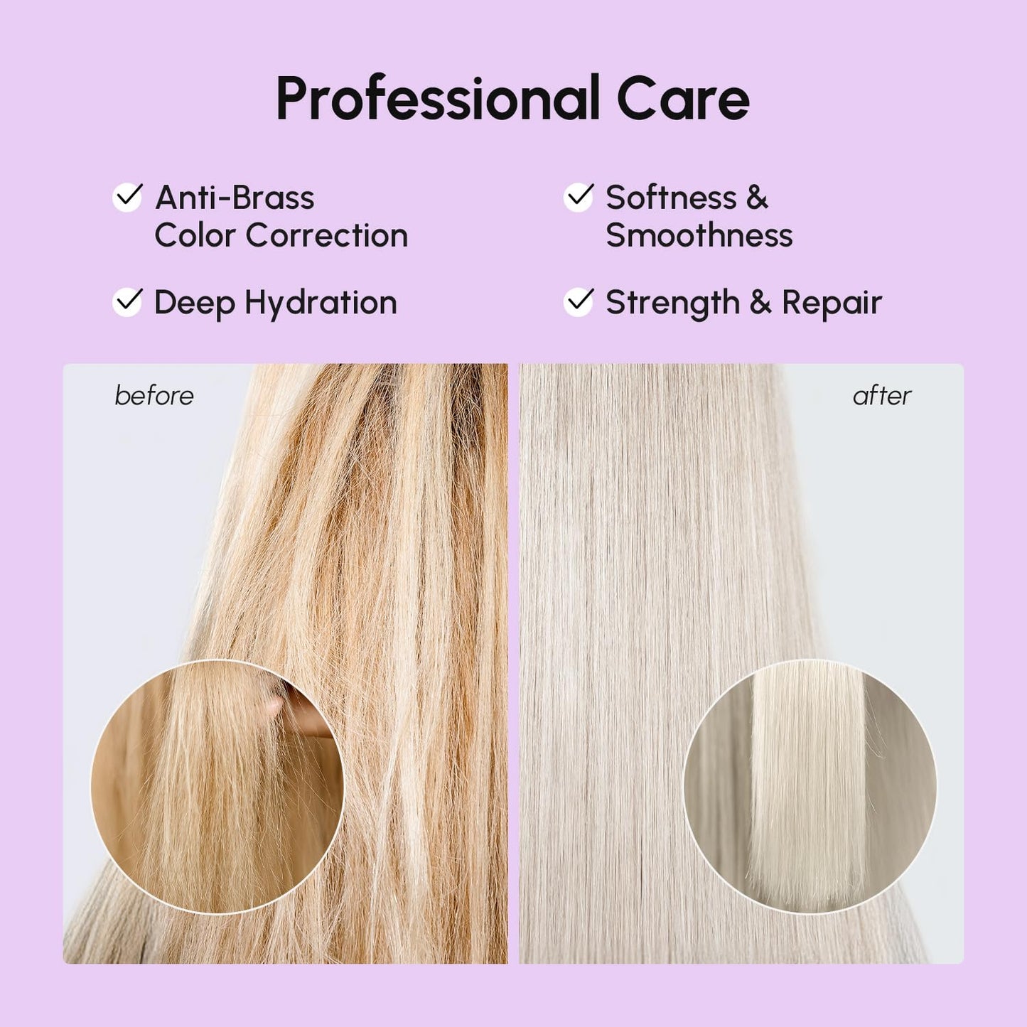 Deep Conditioning Hair Mask for Damaged Hair - Keratin Treatment for Hydration & Repair | 10 Fl Oz, Purple