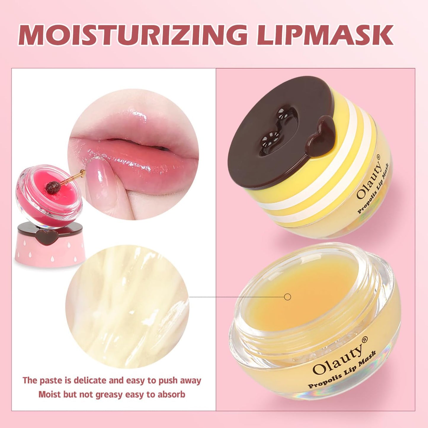 8 PCS Bee Lip Balm Honey Pot,Moisturizing Honey Lip Mask Lip Balm,Teacher Appreciation Gifts,Birthday Gifts for Women Girls, Honey Lip Balm Lip Mask,Propolis Lip Sleeping Mask