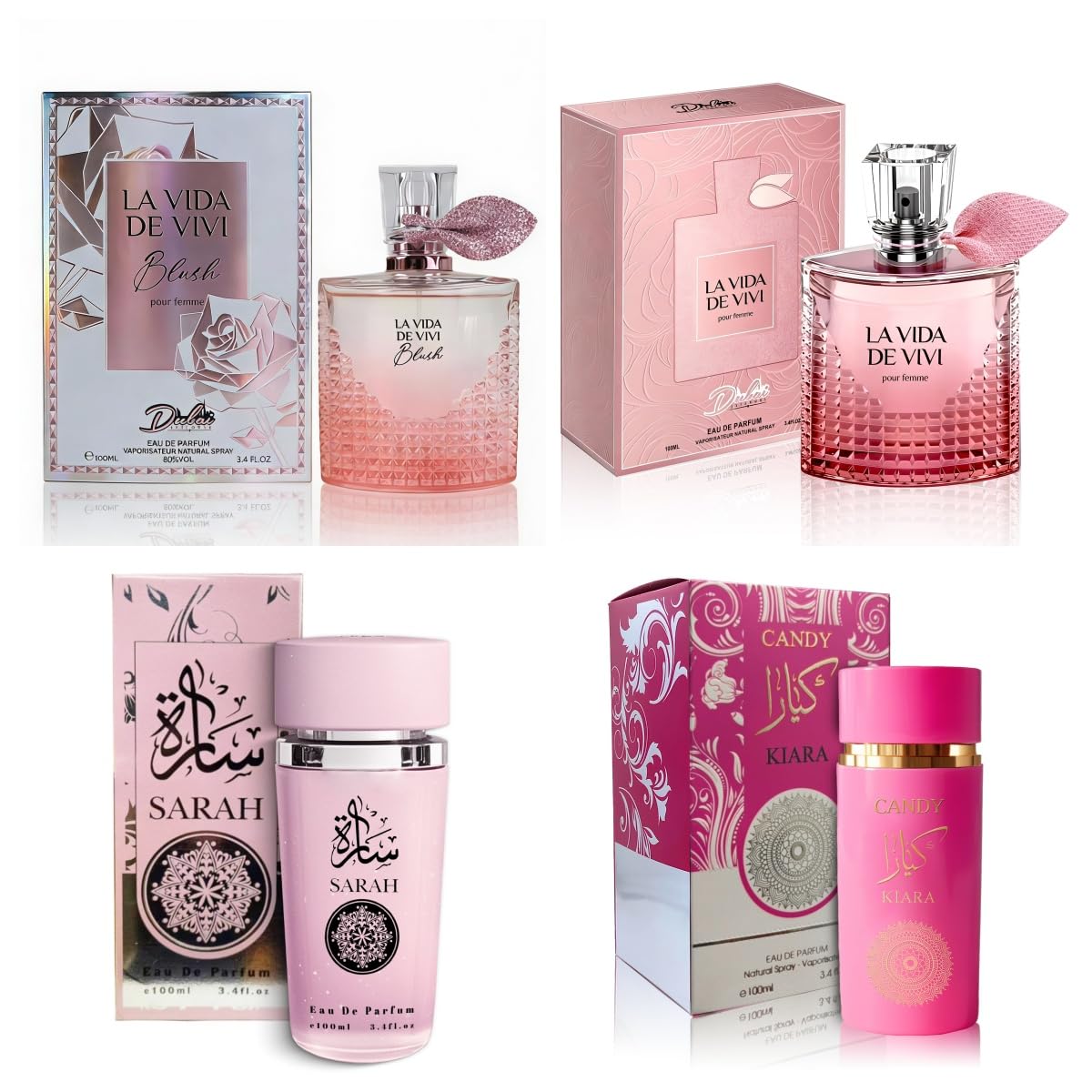 4PCS Women's Perfume Gift Set - Sweet Fruity Vanilla Scents | 3.4 Fl Oz Each