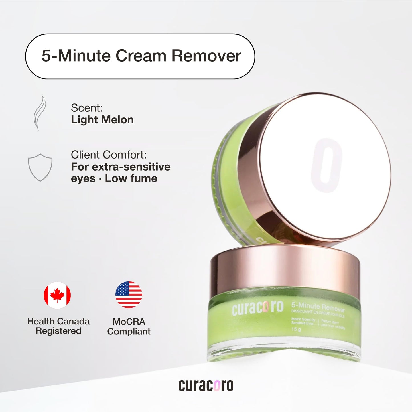 CURACORO Lash Cream Remover for Lash Extensions 15g, Dissolves Powerful Eyelash Extension Glue, Low Irritation Cream for Sensitive Skin
