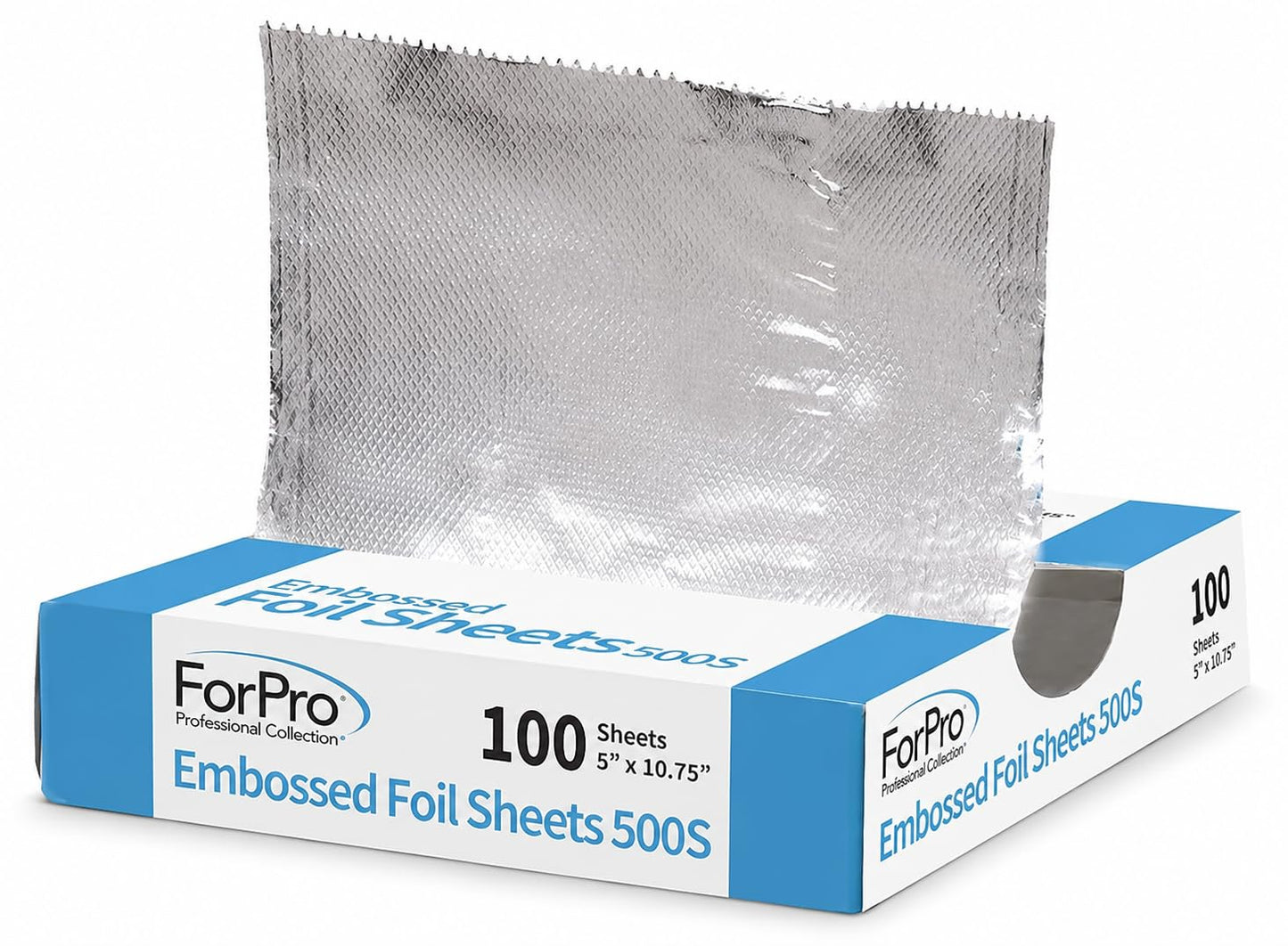 ForPro Professional Embossed Pop-Up Hair Foil Sheets for Salon Hair Color & Highlights, Pre-Cut Aluminum Foils, Non-Slip Embossed Texture, 5" W x 10.75" L, 100 Count