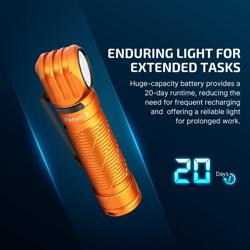 OLIGHT Perun 3 Rechargeable Headlamp Flashlight, 3000 Lumens LED Headlight with Red Light, Waterproof Head Lamp with Headband for Outdoor Camping, Hiking, Working(Orange)