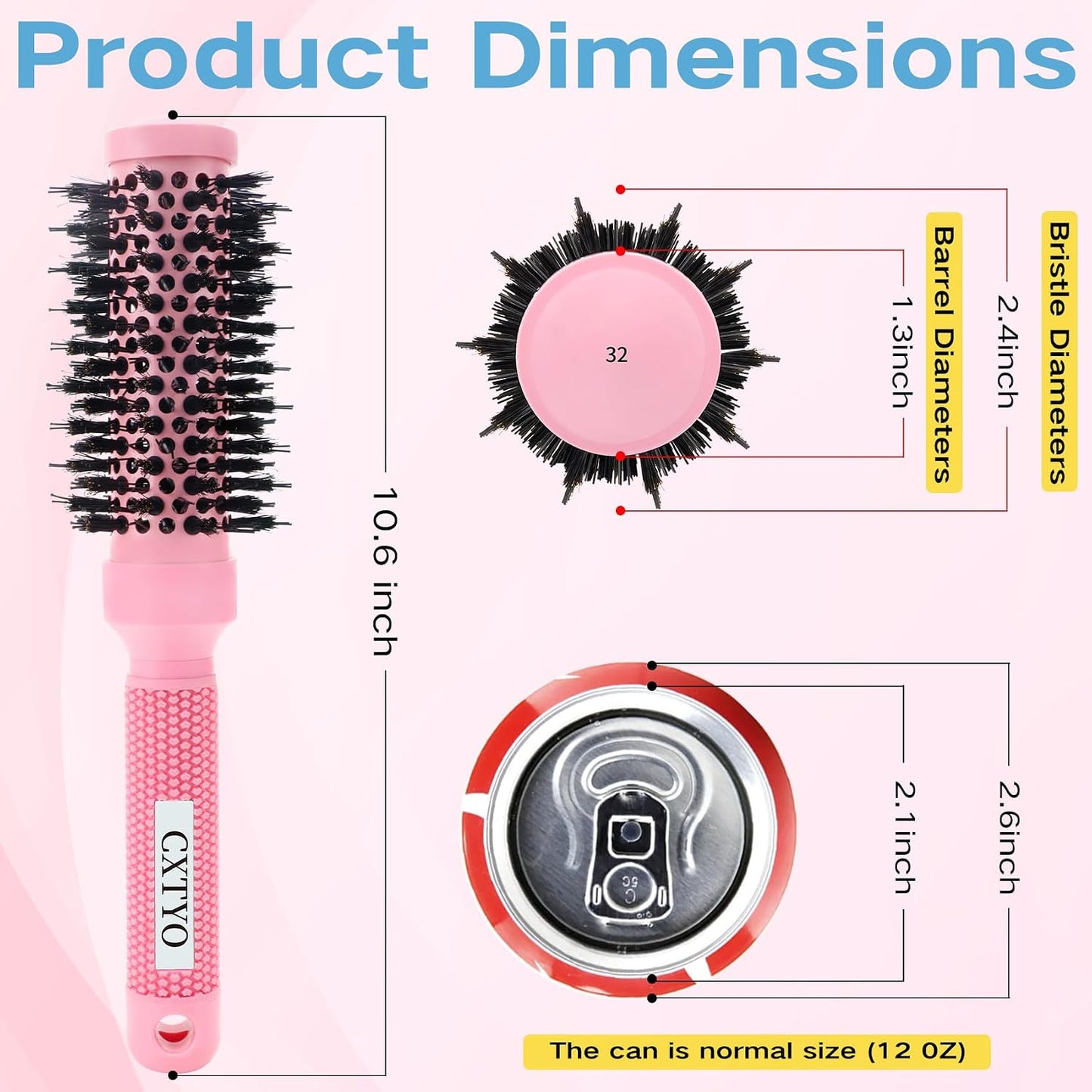 Round Brush for Blowouts - Small Nano Thermal Ceramic Hair Brush for Short Hair | Quick Drying & Salon Styling (2.4 Inch)
