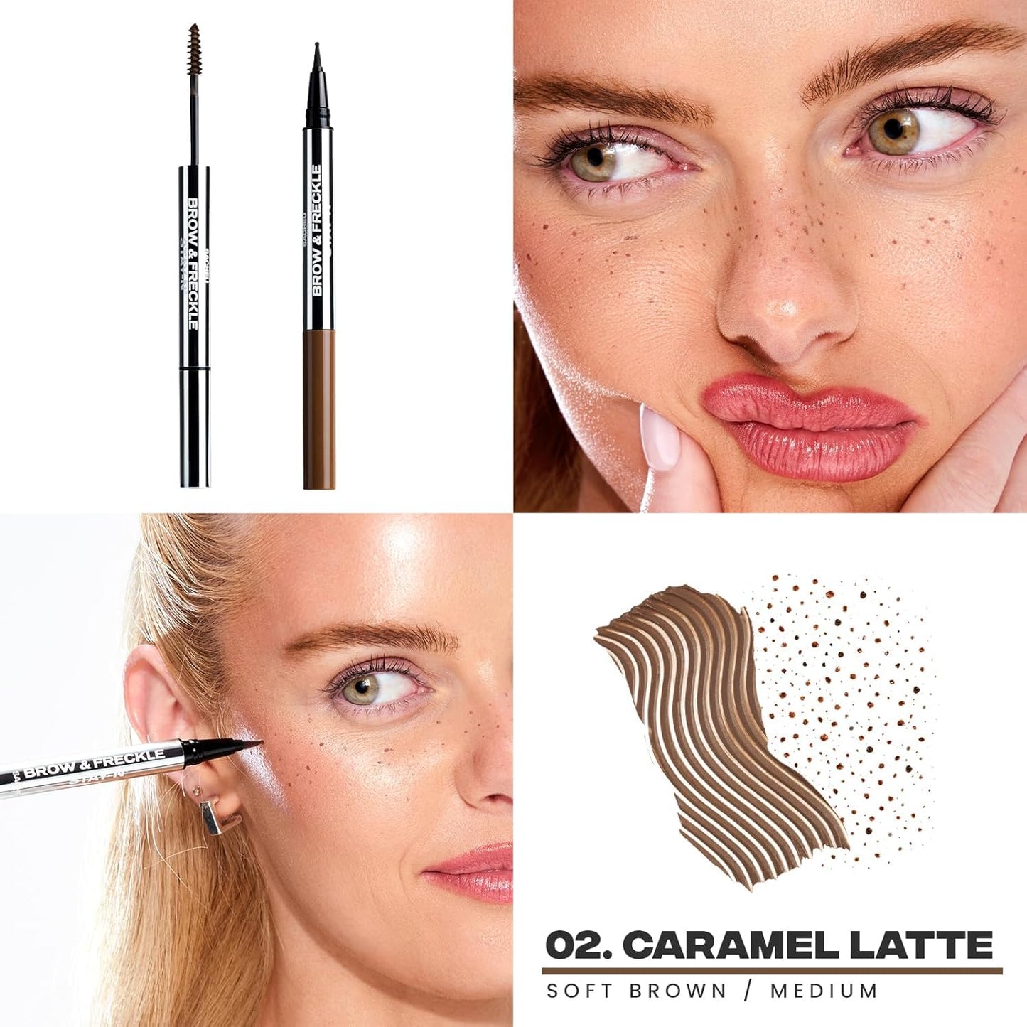 Sacheu Brow & Freckle Tinted Eyebrow Gel | 2-in-1 Longwear Water Resistant Tint, Caramel Latte